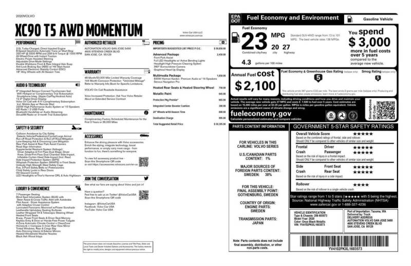2020 Volvo XC90 T5 Momentum