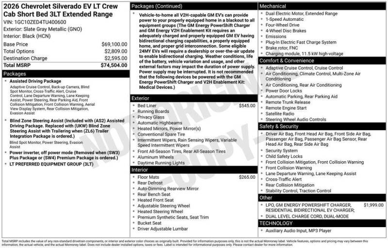 2026 Chevrolet Silverado EV LT