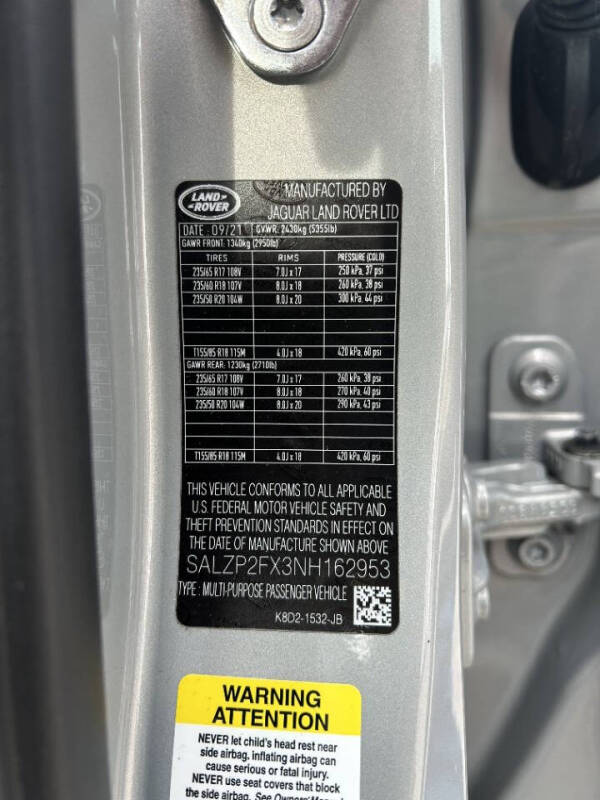 2022 Land Rover Range Rover Evoque P250 SE