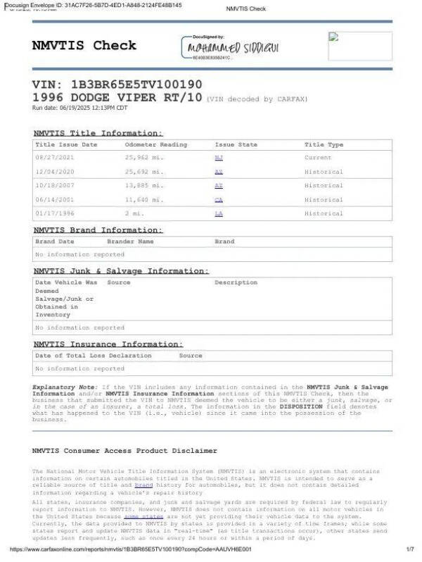 1996 Dodge Viper RT/10