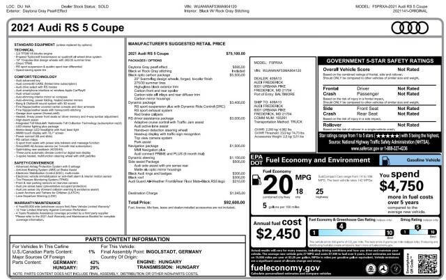 2021 Audi RS 5 2.9T quattro