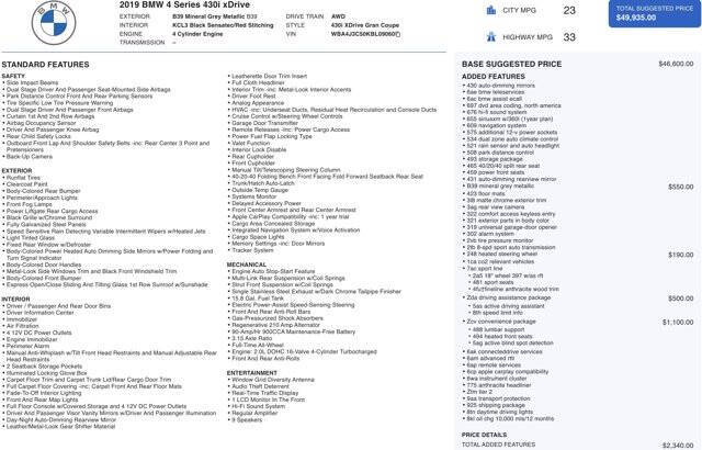 2019 BMW 4 Series 430i xDrive Gran Coupe