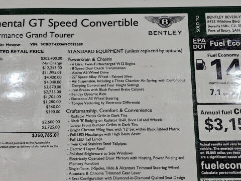 2022 Bentley Continental GTC Speed