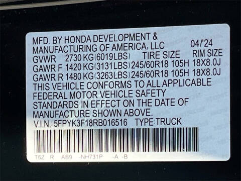 2024 Honda Ridgeline Sport