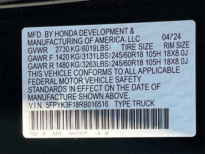 2024 Honda Ridgeline Sport