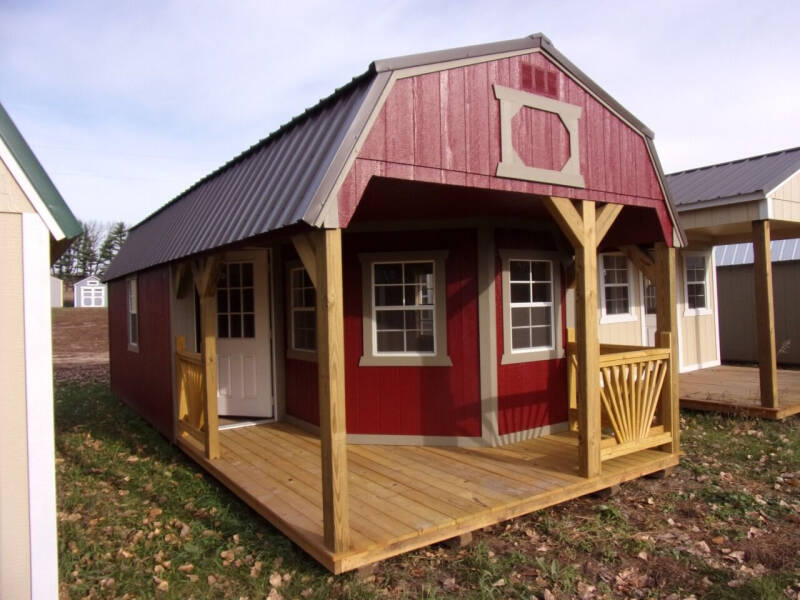  12 x 28 lofted barn w/ deluxe playhouse pkg for sale at Extra Sharp Autos in Montello WI