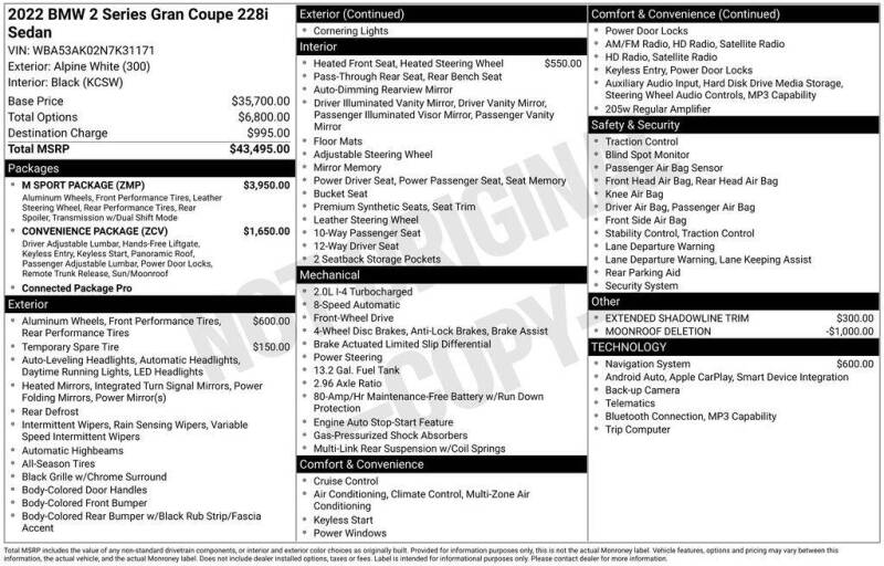 2022 BMW 2 Series 228i Gran Coupe