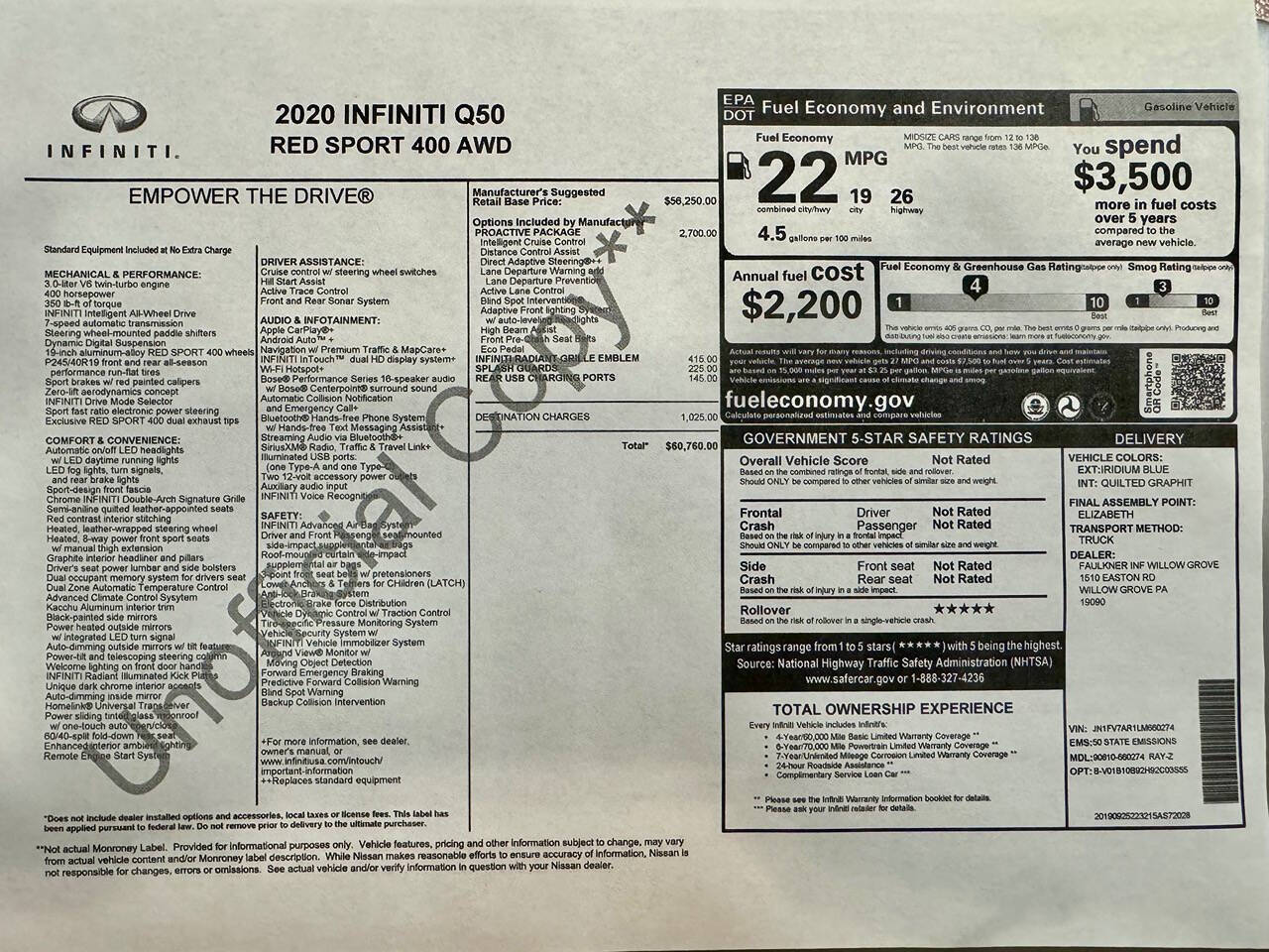 2020 INFINITI Q50 for sale at MINT MOTORS in Ramsey, MN