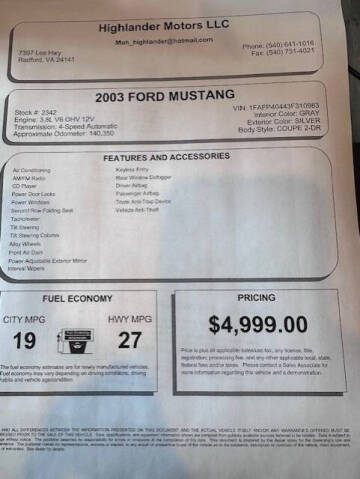 2003 Ford Mustang