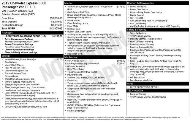 2019 Chevrolet Express LT 3500