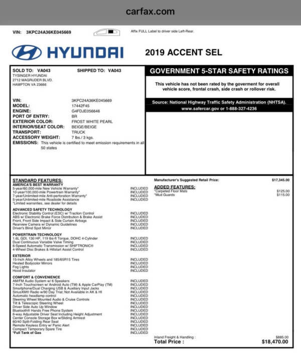 2019 Hyundai Accent SEL