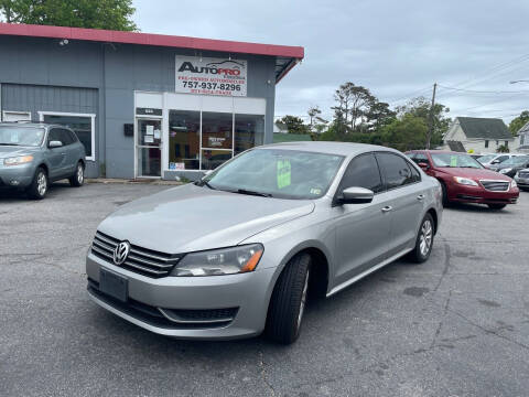 2013 Volkswagen Passat for sale at AutoPro Virginia LLC in Virginia Beach VA