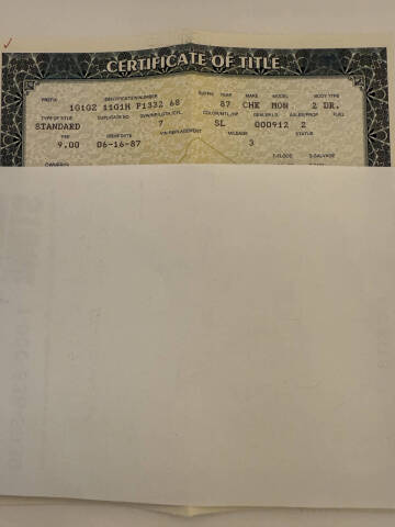 1987 Chevrolet Monte Carlo SS