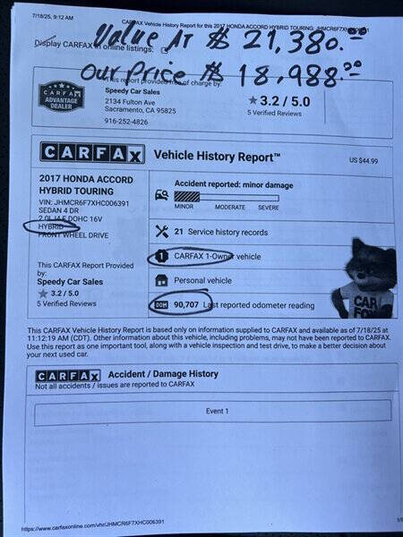 2017 Honda Accord Hybrid Touring