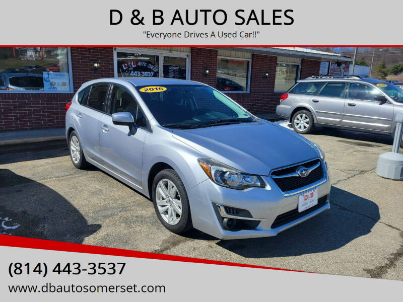 2016 Subaru Impreza for sale at D & B AUTO SALES in Somerset PA