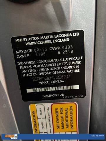 2016 Aston Martin V8 Vantage GT Roadster