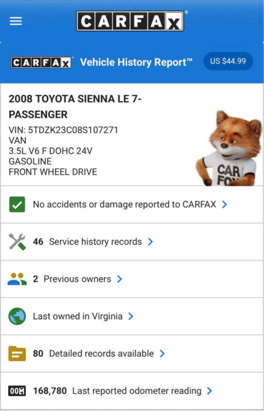 2008 Toyota Sienna LE 7-Passenger