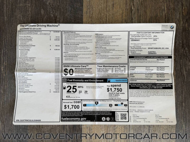 2018 BMW X3 xDrive30i