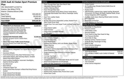 2020 Audi A3 Premium Plus 40 TFSI