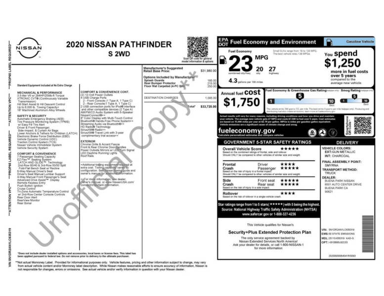 2020 Nissan Pathfinder S