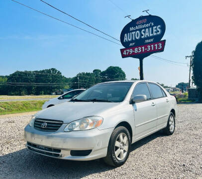 2003 Toyota Corolla for sale at McAllister's Auto Sales LLC in Van Buren AR