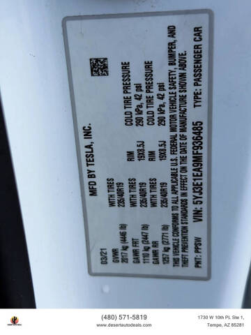 2021 Tesla Model 3 Standard Range Plus