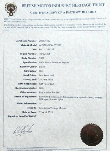 1955 Austin-Healey 100.4 BN1