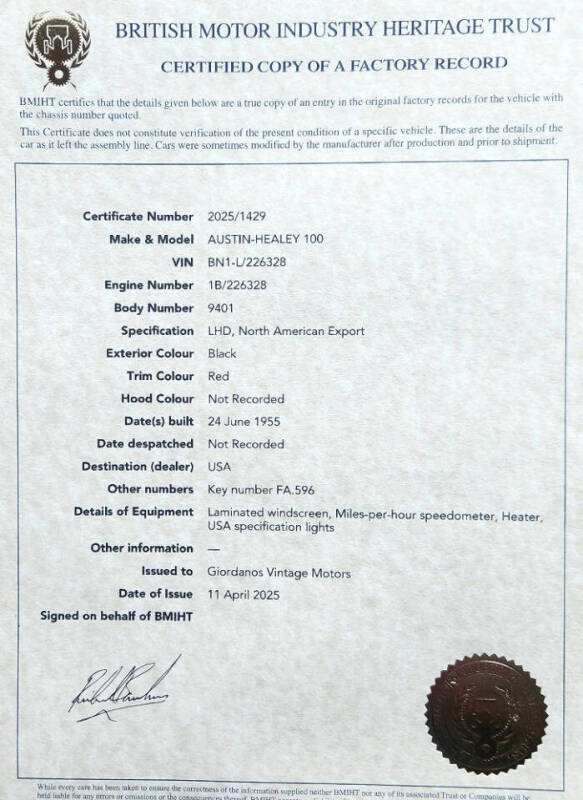1955 Austin-Healey 100.4 BN1