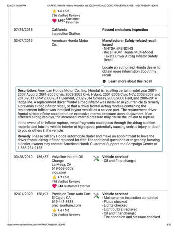 2002 Honda Accord Value Package