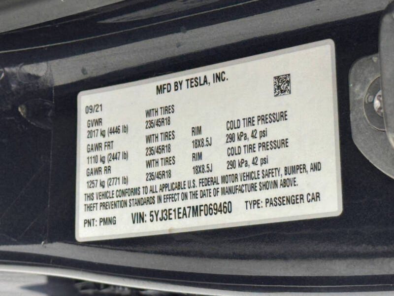 2021 Tesla Model 3 Standard Range Plus