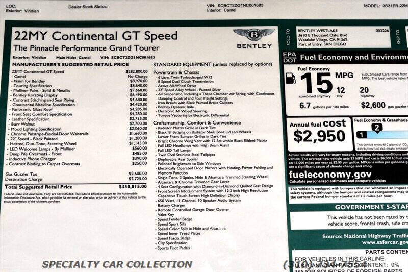 2022 Bentley Continental GT Speed