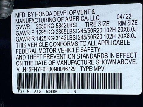 2022 Honda Pilot Sport