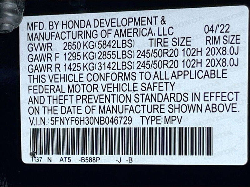 2022 Honda Pilot Sport