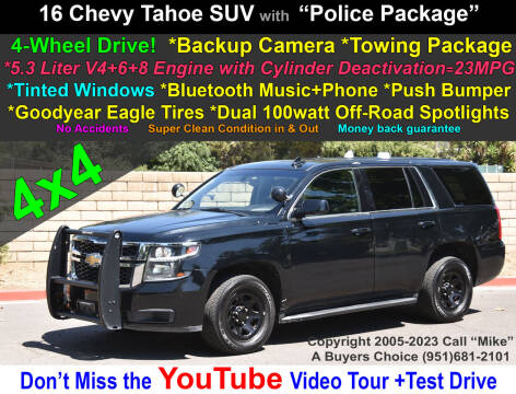 2016 Chevrolet Tahoe for sale at A Buyers Choice in Jurupa Valley CA