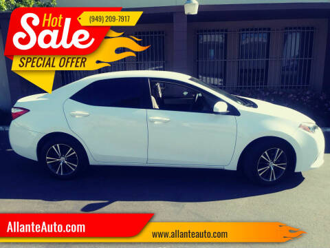 2016 Toyota Corolla for sale at AllanteAuto.com in Santa Ana CA