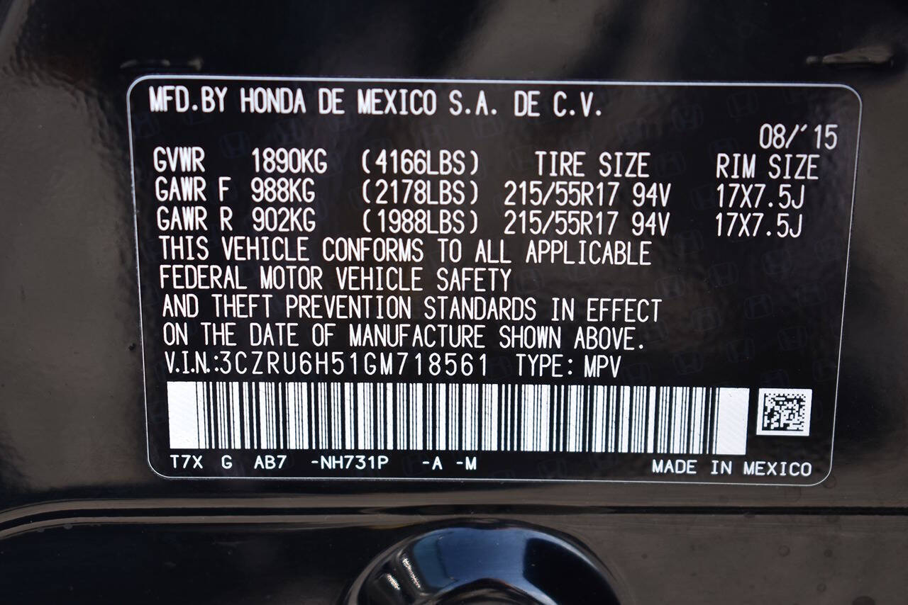 Black 2016 Honda HR-V EX AWD EX 4dr Crossover 48