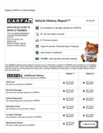 2016 Volvo XC60 T5 Drive-E Premier