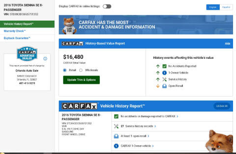 2016 Toyota Sienna SE 8-Passenger