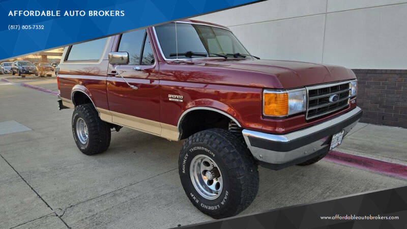 1990 Ford Bronco for sale at AFFORDABLE AUTO BROKERS in Keller TX