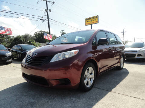 2012 Toyota Sienna for sale at GREAT VALUE MOTORS in Jacksonville FL
