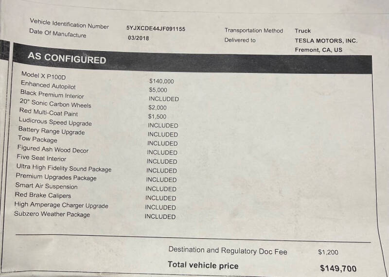 2018 Tesla Model X P100D