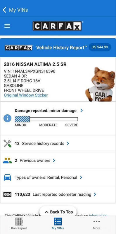 2016 Nissan Altima 2.5 SR