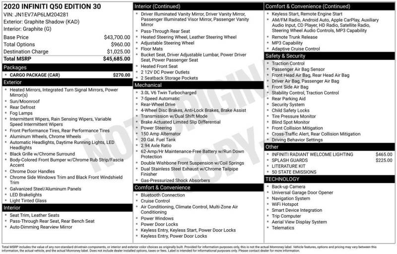 2020 Infiniti Q50 Edition 30