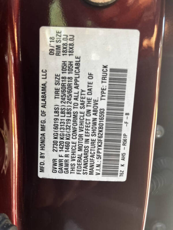 2019 Honda Ridgeline RTL-T