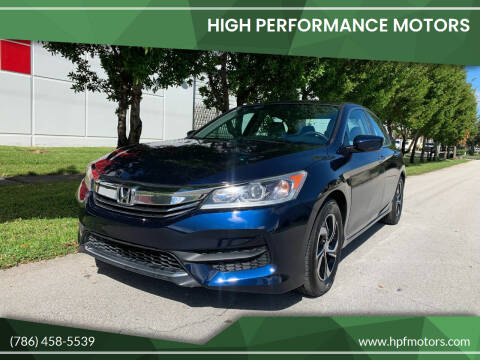 2016 Honda Accord for sale at HIGH PERFORMANCE MOTORS in Hollywood FL