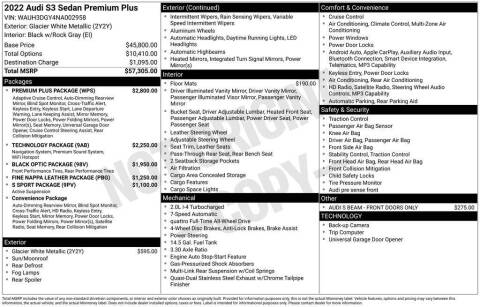 2022 Audi S3 2.0T quattro Premium Plus