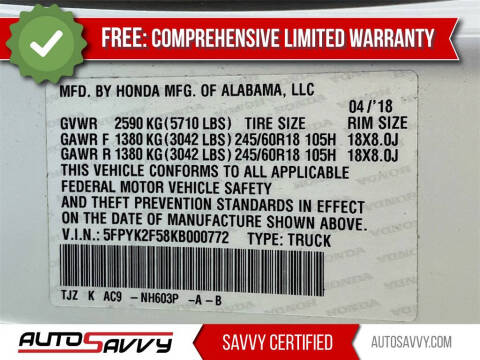 2019 Honda Ridgeline RTL