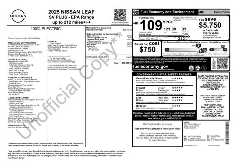 2025 Nissan LEAF SV PLUS