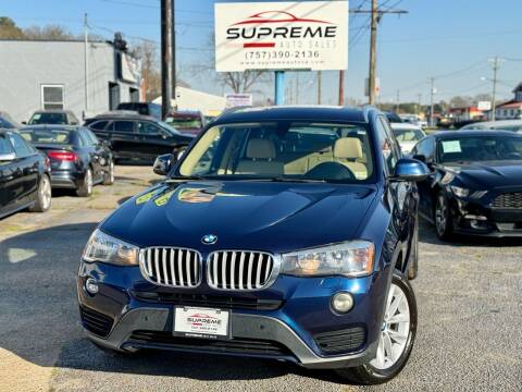 2015 BMW X3 for sale at Supreme Auto Sales in Chesapeake VA