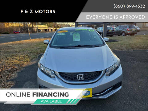 2015 Honda Civic for sale at F & Z MOTORS in Vernon Rockville CT